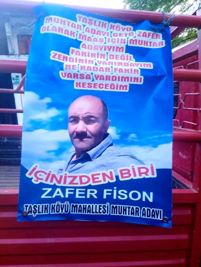 Muhtar adayından bir garip ironi! Pankartı gören hiç kimse oy vermez