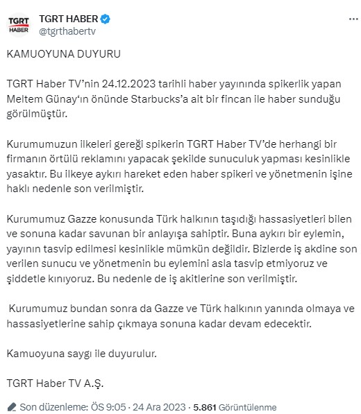 Starbucks bardağıyla haber sunduğu için kovulan spiker sessizliğini bozdu: İnsanım, bardağı orada unuttum