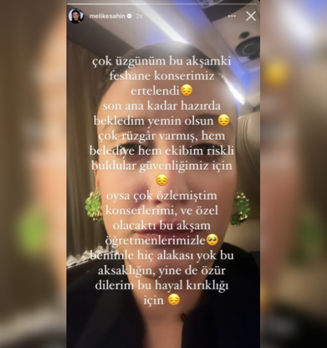 Konser tartışması devam ediyor! Rüzgar nedeniyle sahneye çıkmayan Melike Şahin cephesinden yeni açıklama