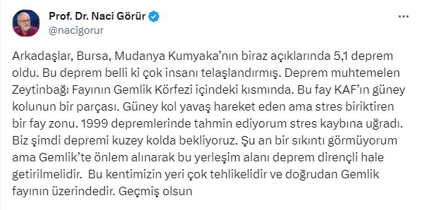 İstanbul'u da sallayan depremle ilgili Naci Görür'den ilk yorum: Depremi kuzey kolda bekliyoruz