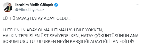 CHP'nin Hatay'da Lütfü Savaş'ı yeniden aday göstermesine tepki yağıyor