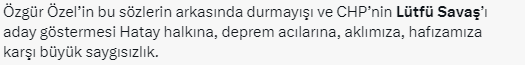 CHP'nin Hatay'da Lütfü Savaş'ı yeniden aday göstermesine tepki yağıyor