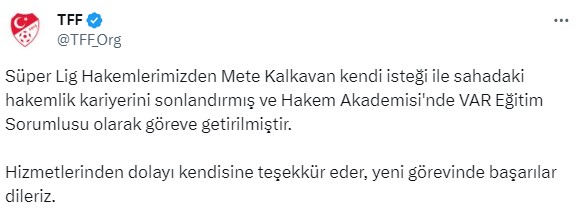 Mete Kalkavan hakemliği bıraktı