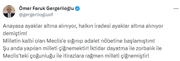 Gergerlioğlu'ndan Can Atalay'a destek: Umarım adalet yerini bulur o da Meclis'e gelir