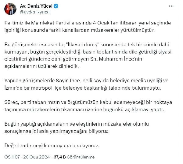 Köprüleri atan açıklamaya CHP'den sert yanıt! Muharrem İnce'nin tüm taleplerini tek tek paylaştılar